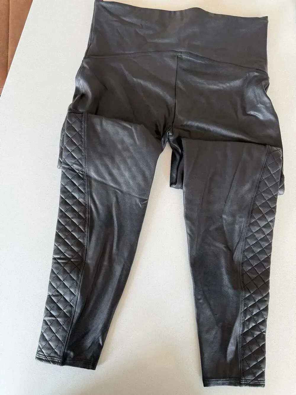Spanx Faux Leather Quilted Moto Leggings